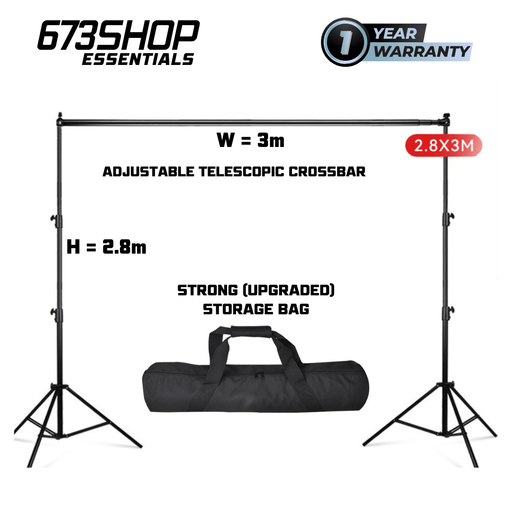 【 673SHOP ESSENTIALS 】Medium-Duty Photography & Studio Backdrop Stands with Telescopic Crossbar - 3m (W) x 2.8m (H) - 673SHOP.com