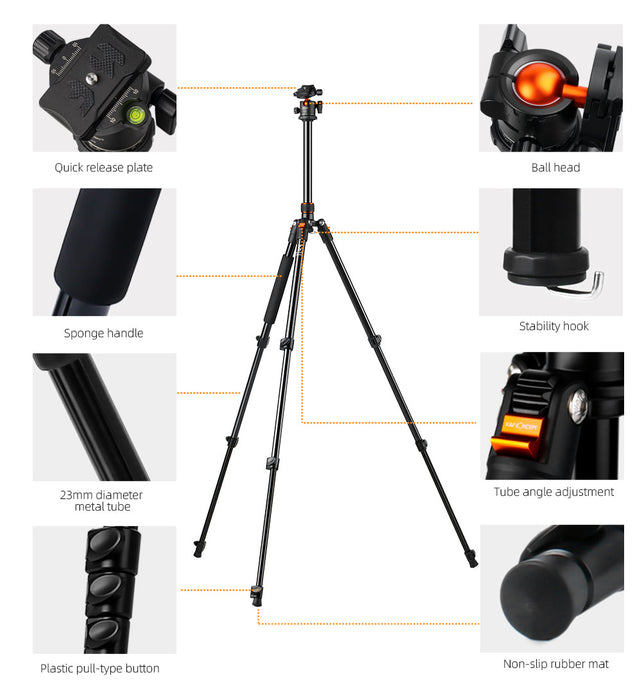 K&F CONCEPT SA234 DSLR Aluminum Camera Tripod with Ball Head