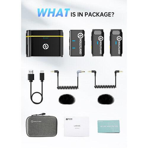 HOLLYLAND LARK M1 DUO 2-Person Wireless Microphone System (2.4 GHz) - 2 mics + 1 receiver + charging case - 673SHOP.com