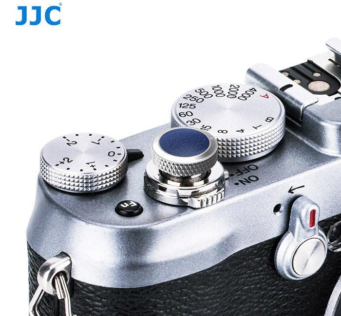 JJC Deluxe Soft Release Button - Silver & Blue - 673SHOP.com