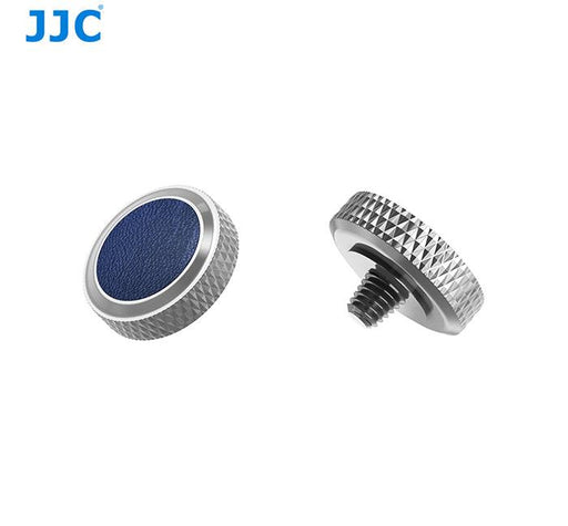 JJC Deluxe Soft Release Button - Silver & Blue - 673SHOP.com