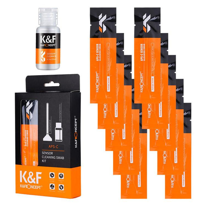K&F CONCEPT 16mm APS-C Sensor Cleaning Swab Kit - 10 PCS PACK (10 pcs Swabs with a 20ml Cleaning Liquid) - 673SHOP.com