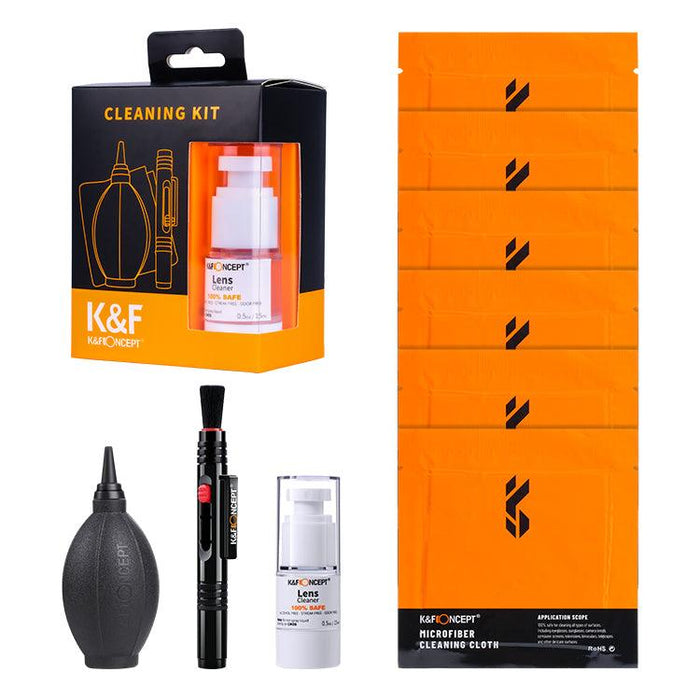 K&F CONCEPT 4-In-1 Camera Lens Cleaning Kit (Cleaning Pen + Air Blower + Cleaning Cloth + Cleaning Solution) - 673SHOP.com