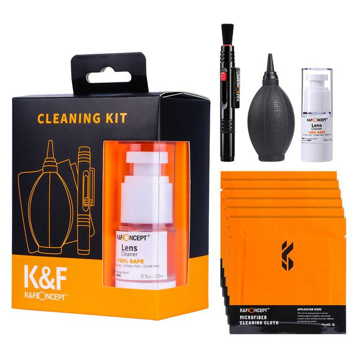 K&F CONCEPT 4-In-1 Camera Lens Cleaning Kit (Cleaning Pen + Air Blower + Cleaning Cloth + Cleaning Solution) - 673SHOP.com