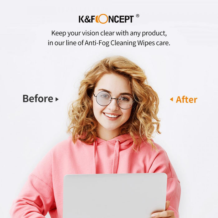 K&F CONCEPT Electronics, Camera Lens & Eyewear/ Glasses Cleaning Wipes - 50 PACKS / 50 PCS (pre-moistened, individually packed, ANTI-FOG) - 673SHOP.com