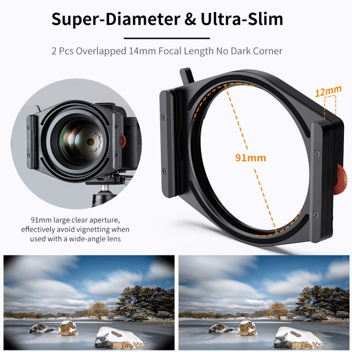K&F CONCEPT NANO-X Pro Square Filter Holder System Pro ND+ Kit (Includes Filter Holder + 95mm Circular Polariser + ND1000 (10 Stop) + ND64 + ND8 + 4 x Filter Adapter Rings) - 673SHOP.com