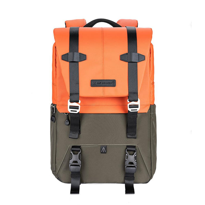 K&F CONCEPT Stylish Multi-Functional Camera Travel Backpack with Rain Cover 20L (Orange Olive) - 673SHOP.com