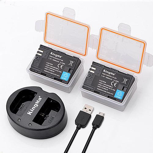 KINGMA Dual Battery Charger (BM015) with 2 x Replacement Battery Kit for Canon LP-E6 (compatible with Canon EOS 6D, 7D, 60D, 70D, 80D, 90D, R, R5, R6, 5DS 5DS R, 5D Mark II, III, IV, 6D Mark II, 7D Mark II) - 673SHOP.com