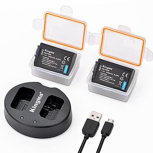 KINGMA Dual Battery Charger (BM015) with 2 x Replacement Battery Kit for Sony NP-FW50 (compatible with Sony A7, A7R II, A7 II, A7S II, A6000, A6300) - 673SHOP.com