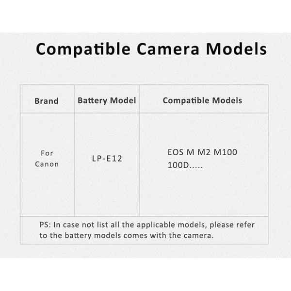 KINGMA Replacement Battery for Canon LP-E12 (compatible with Canon EOS M50, M100) - 673SHOP.com
