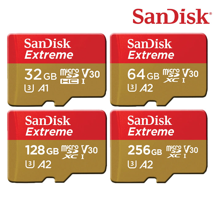 SANDISK Extreme UHS-I Micro SD Memory Card - All Capacity (32GB to 256GB); Recommended for videographers, 4K/ HD shoots, GoPro/ sports or action cam, Insta360, DJI drones - 673SHOP.com