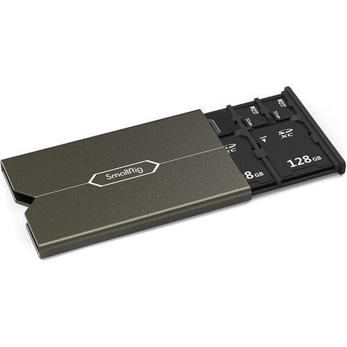 SMALLRIG Metallic Compact Card Case 2832 - fits 3 x SD, 2 x MicroSD, 1 x SIM with SIM Extractor - 673SHOP.com